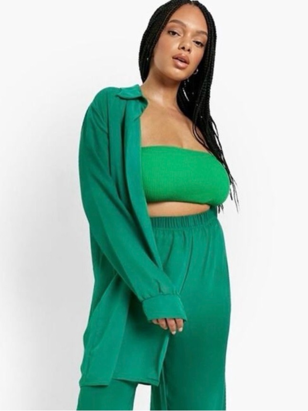 Boohoo Green Sheer Beach Cover Up Shirt